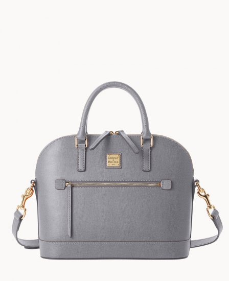 Dooney Saffiano Domed Zip Satchel Smoke Grey ID-vEJtWg6P - Click Image to Close
