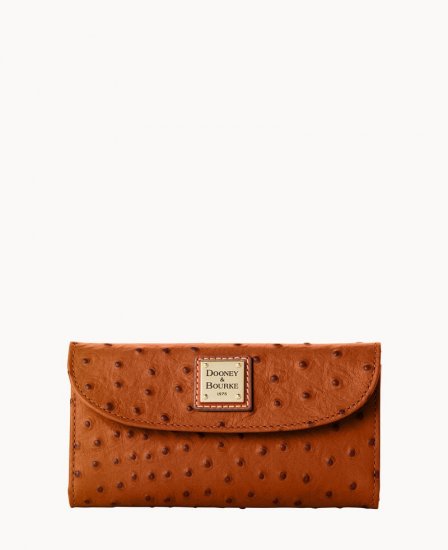 Dooney Ostrich Continental Clutch Caramel ID-3QwB4B5K - Click Image to Close