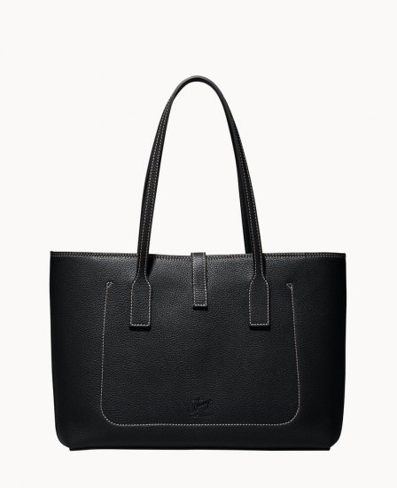 Dooney Henrys Zip Top Tote Black ID-qbHflevZ - Click Image to Close