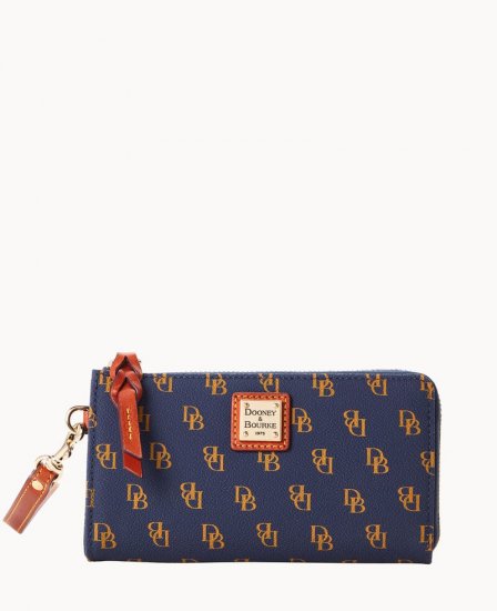 Dooney Gretta Folded Zip Wristlet Navy ID-tiEehHZm - Click Image to Close