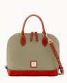 Dooney Pebble Grain Zip Zip Satchel Smoke ID-beovD8jA