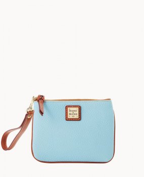 Dooney Pebble Grain Stadium Wristlet Caribbean Blue ID-LRte6tvp