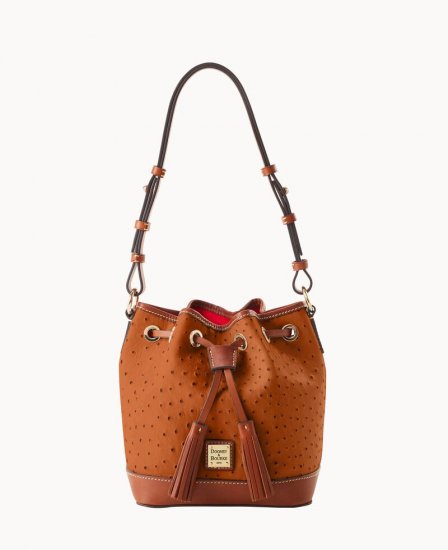 Dooney Ostrich Small Drawstring Caramel ID-6MwFgB7W - Click Image to Close
