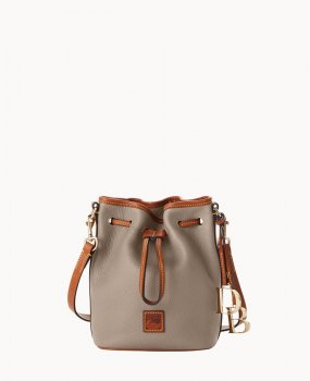 Dooney Pebble Grain Small Drawstring Taupe ID-i99HYmHG