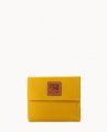 Dooney Pebble Grain Small Flap Credit Card Wallet Mustard ID-g8yvjK2f