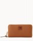 Dooney Pebble Grain Large Zip Around Wristlet Caramel ID-4ZkgTFwV