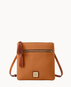 Dooney Pebble Grain Double Zip Tassel Crossbody Sand ID-OAw7kTtJ