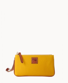 Dooney Pebble Grain Medium Wristlet Mustard ID-55Rzzrfz