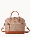 Dooney Ostrich Domed Zip Satchel Light Taupe ID-61lf1sfZ