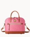 Dooney Ostrich Domed Zip Satchel Hot Pink ID-0grBoB2Z