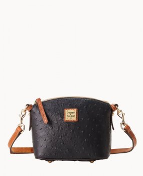 Dooney Ostrich Mini Domed Crossbody Black ID-N4Tc2KP6