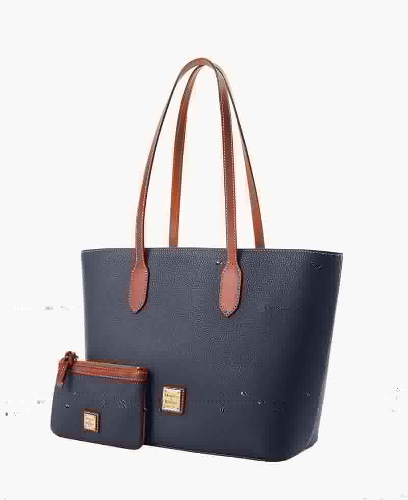 Dooney Pebble Grain Tote With Medium Wristlet Midnight Blue ID-lNINnLu5